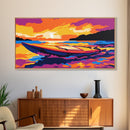 Ocean Waves, Sunset Seascape, Coastal Art, Nature Print, Framed Canvas Print, Beach House Wall Art, Nautical Decor, Vibrant Landscape