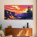 Mountain Valley, Sunset, Scenic Landscape, Framed Canvas Print, Wall Art, Rustic Home, Cabin Vibes, Nature Lovers, Fall Colors