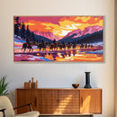Cowboys, Horseback Riding, Mountain Trail, Western Landscape, Framed Canvas Print, Rustic Home, Adventure Theme, Wild West Aesthetic