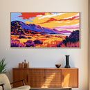 Mountain Meadow, Colorful Nature Art, Vibrant Landscape Print, Sunset Field Scene, Canvas Print, Bedroom Wall Art, Cozy Home Decor