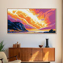 Sunset Cliffs, Ocean Wall Art, Vibrant Seascape, Framed Canvas Print, Coastal Home Decor, Beach House Art, Colorful Landscape
