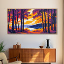 Golden Forest, Autumn Tree Art, Vibrant Nature Scene, Framed Canvas Print, Fall Wall Decor, Rustic Home Aesthetic, Woodland
