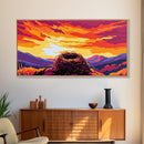 Bird Nest, Vibrant Sky Art, Nature Landscape, Sunset Glow, Warm Home Decor, Framed Canvas Print, Rustic Wall Art, Living Room Accent
