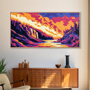 Waterfall Scene, Sunset Painting, Wilderness Landscape, Framed Canvas Print, Nature Wall Art, Rustic Decor, Cabin Art, Forest Artwork