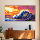 Ocean Wave, Surf Art, Beach Wall Decor, Canvas Print, Nautical Painting, Vibrant Seascape, Coastal Home Art, Colorful Surfing Scene