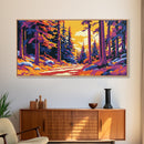 Autumn Forest, Sunset Glow, Pathway Scene, Canvas Print, Cozy Home Decor, Living Room Art, Woodland Painting, Vibrant Fall Landscape