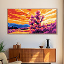 Golden Tree, Sunset Sky, Wild Nature, Framed Canvas Print, Rustic Wall Art, Boho Home Decor, Nature Landscape, Autumn Aesthetic