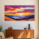 Sunset Valley, Rolling Hills, Canvas Print, Boho Wall Art, Living Room Decor, Nature Scene, Vibrant Earth Tones, Rustic Style