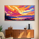 Vibrant Sky Over Water, Framed Canvas Print, Colorful Sunset Art, Bold Nature Painting, Modern Landscape, Living Room Wall Art