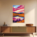 Autumn Lake Art, Vibrant Landscape Painting, Colorful Nature Canvas Print, Rustic Cabin Wall Decor, Boho Home Art, Living Room Wall Art