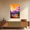 Mountain River, Sunset, Canvas Print, Autumn Forest Art, Nature Landscape, Rustic Cabin Wall Art, Wilderness Painting, Boho Decor
