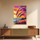 Sunset Field, Tall Grass, Vibrant Sky, Bold Colors, Framed Canvas Print, Modern Farmhouse Art, Living Room Wall Art, Autumn Landscape