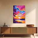 Colorful Evening, River Sunset Painting, Bold Nature Art, Dreamy Landscape, Canvas Print, Bedroom Wall Art, Modern Home Decor