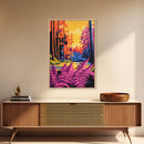 Enchanted Forest, Colorful Nature Scene, Vibrant Trees, Dreamy Woodland, Framed Canvas Print, Living Room Wall Art, Boho Aesthetic
