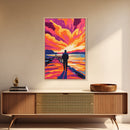 Sunset Walk, Dramatic Sky, Ocean Pier Scene, Vibrant Horizon Art, Canvas Print, Office Wall Art, Beach Home Decor, Modern Art