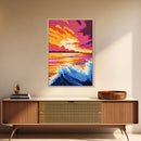 Ocean Waves, Sunset at Sea, Bold Seascape, Vibrant Water Art, Canvas Print, Nautical Home Decor, Beach House Wall Art, Coastal Style