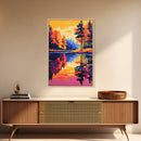 Reflections, Fall Landscape, Colorful Nature, Framed Canvas Print, Home Decor, Living Room Art, Vibrant Wall Art, Autumn Water Scene