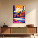 Mountain Lake, Autumn Trees, Scenic Landscape, Canvas Print, Cabin Wall Art, Nature Inspired Home Decor, Fall Colors, Modern Rustic Art
