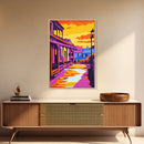 Frontier Town, Old West, Rustic Scene, Framed Canvas Print, Country Wall Art, Western Home Decor, Sunset Street Painting, Historical Art