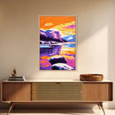 Mountain Lake, Sunset Reflection, Nature Landscape, Vibrant Colors, Adventure Wall Art, Home Decor, Bedroom, Canvas Print, Scenic View