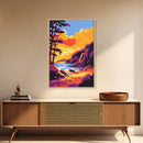 Coastal Cliffs, Seascape Painting, Sunset Over Ocean, Vibrant Colors, Framed Canvas Print, Beach House Wall Art, Nature Lover Gift