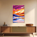 Snowy Lake, Cold Serenity, Vibrant Sky, Wilderness Escape, Canvas Print, Cozy Home Wall Art, Winter Cabin Decor, Nature Inspired