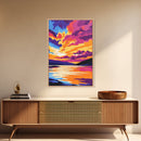 Sunset Glow, Colorful Lake Painting, Scenic Nature Print, Framed Canvas Print, Boho Wall Decor, Bedroom Art, Modern Landscape Art