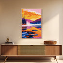 Mountain Serenity, Forest River Painting, Vibrant Landscape Art, Framed Canvas Print, Cabin Wall Decor, Outdoor Inspired Art, Rustic Style