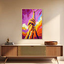 Rope Swing, Sunset Sky, Adventure Artwork, Framed Canvas Print, Outdoor Fun Decor, Vibrant Wall Art, Boho Living Room Art