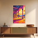 Spanish, Archway, Sunset, Architecture, Framed Canvas Print, Mediterranean Wall Art, Rustic Decor, Travel Art, Warm Tones Home Decor