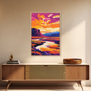 Desert River, Majestic Canyon, Southwest Landscape, Framed Canvas Print, Boho Wall Art, Earthy Tones, Nature Artwork, Warm Color Painting