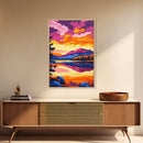 Golden Meadows, Wild River, Scenic Landscape, Framed Canvas Print, Rustic Home Decor, Autumn Nature, Living Room Wall Art, Bold Colors