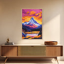 Sunset Peaks, Bold Mountain Art, Nature Painting, Framed Canvas Print, Lodge Decor, Rustic Wall Art, Autumn Colors, Warm Landscape