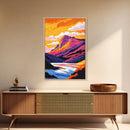 Purple Skies, Fiery Sunset, Rolling Hills, Canvas Print, Nature Wall Art, Vibrant Home Decor, Office Accent, Serene Landscape