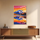 Towering Pines, Golden Glow, Majestic Trees, Framed Canvas Print, Nature Painting, Forest Landscape, Fall Wall Art, Living Room Decor