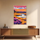 River Sunset, Fiery Horizon, Tranquil Waters, Canvas Print, Home Office Art, Warm Landscape, Boho Wall Art, Rustic Nature Scene
