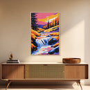 Waterfall, Autumn Landscape, Vibrant Nature, Wall Art, Canvas Print, Rustic Home Decor, Cabin Art, Fall Living Room, Colorful Art