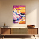 Ocean Waves, Sunset Beach, Coastal Vibes, Canvas Print, Tropical Wall Art, Surf Art, Vibrant Home Decor, Living Room Artwork