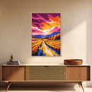 Countryside Sunset, Warm Tones, Framed Canvas Print, Boho Landscape, Large Artwork, Rustic Wall Art, Modern Decor, Bedroom Art, Gift Idea