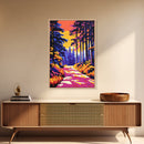 Forest Path, Autumn Glow, Framed Canvas Print, Nature Wall Art, Boho Landscape, Modern Rustic Decor, Large Artwork, Bedroom Art, Gift Idea