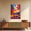 Autumn Picnic, Vibrant Foliage, Canvas Print, Fall Landscape, Boho Wall Art, Cozy Decor, Large Artwork, Living Room Art, Gift Idea