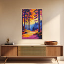 Forest, Golden Path, Autumn Trees, Canvas Print, Fall Landscape Art, Rustic Home Decor, Living Room Wall Art, Vibrant Nature Painting