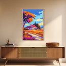 Country Home, Idyllic Landscape, Framed Canvas Print, Rustic Wall Art, Farmhouse Decor, Peaceful Countryside, Cozy Home Aesthetic