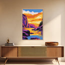 Sunset Lake, Vibrant Wall Art, Framed Canvas Print, Modern Landscape Art, Home Decor, Living Room Art, Nature Print, Fall Wall Art