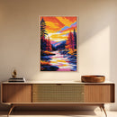 Autumn River, Forest Wall Art, Framed Canvas Print, Cozy Cabin Decor, Nature Scene, Seasonal Art, Rustic Living Room Wall Print