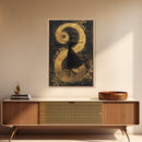 Golden Yin Yang, Framed Canvas Print, Zen Wall Art, Spiritual Energy, Feng Shui Decor, Abstract Taoist Art, Yoga Room, Asian Home Accent