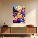 Sunset Lake, Autumn Wall Art, Vibrant Nature Decor, Modern Cabin Print, Framed Canvas Print, Rustic Landscape, Living Room Art