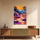 Cliffside Sunset, Ocean Wall Art, Colorful Seascape Print, Bold Landscape, Framed Canvas Print, Beach House Aesthetic, Coastal Artwork