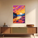 Golden River, Peaceful Nature Art, Warm Sunset Painting, Serene Landscape, Tranquil Home Decor, Living Room Art, Canvas Print