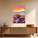 Beach Crab Painting, Ocean Coastal Decor, Vibrant Seaside Art, Marine Life Print, Framed Canvas Print, Bathroom Nautical Wall Art